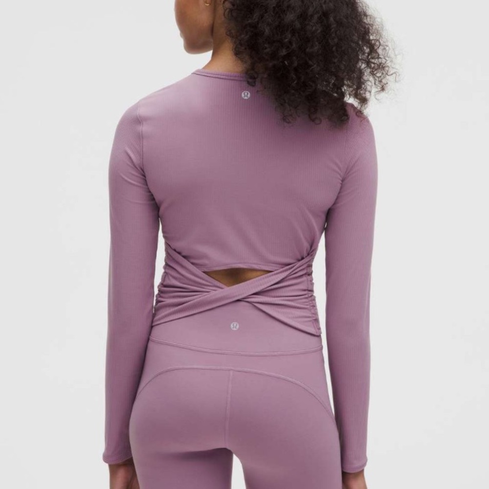 NWT Lululemon All It Takes Back-Twist Rib Long Sleeve Lavender Lux Size 10